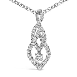 Sterling Silver 1/3 Cttw Diamond Swirl Teardrop Pendant Necklace-1