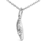 Sterling Silver 1/3 Cttw Diamond Swirl Teardrop Pendant Necklace-3 thumbnail 4