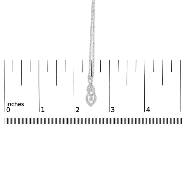 Sterling Silver 1/3 Cttw Diamond Swirl Teardrop Pendant Necklace