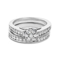 Sterling Silver 1/2 Cttw Diamond Cluster Flower Bridal Set-0