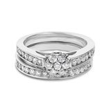 Sterling Silver 1/2 Cttw Diamond Cluster Flower Bridal Set-0 thumbnail 1