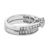 Sterling Silver 1/2 Cttw Diamond Cluster Flower Bridal Set-1 thumbnail 2