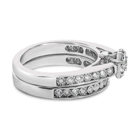 Sterling Silver 1/2 Cttw Diamond Cluster Flower Bridal Set