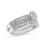 Sterling Silver 1/2 Cttw Diamond Cluster Flower Bridal Set-3 thumbnail 4