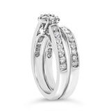 Sterling Silver 1/2 Cttw Diamond Cluster Flower Bridal Set-4 thumbnail 5