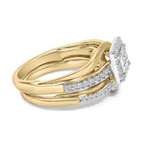 14K Yellow Gold Plated Sterling Silver 1/2 Cttw Princess Square Diamond Bridal Set-1 thumbnail 2