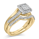 14K Yellow Gold Plated Sterling Silver 1/2 Cttw Princess Square Diamond Bridal Set-3 thumbnail 4
