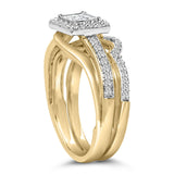 14K Yellow Gold Plated Sterling Silver 1/2 Cttw Princess Square Diamond Bridal Set-4 thumbnail 5