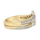 14K Yellow Gold Plated Sterling Silver 1/2 Cttw Marquise Cluster Diamond Bridal Set-1 thumbnail 2