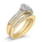 14K Yellow Gold Plated Sterling Silver 1/2 Cttw Marquise Cluster Diamond Bridal Set-3 thumbnail 4