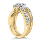 14K Yellow Gold Plated Sterling Silver 1/2 Cttw Marquise Cluster Diamond Bridal Set-4 thumbnail 5