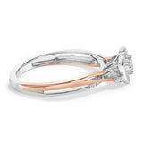 14K Rose Gold Plated Sterling Silver 1/10 Cttw Diamond Heart Motif Ring-1 thumbnail 2