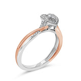 14K Rose Gold Plated Sterling Silver 1/10 Cttw Diamond Heart Motif Ring-3 thumbnail 4