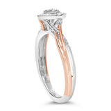 14K Rose Gold Plated Sterling Silver 1/10 Cttw Diamond Heart Motif Ring-4 thumbnail 5