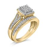 14K Yellow Gold Plated Sterling Silver 1/2 Cttw Diamond Square Cluster Bridal Set-3 thumbnail 4