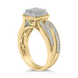 14K Yellow Gold Plated Sterling Silver 1/2 Cttw Diamond Square Cluster Bridal Set-4 thumbnail 5