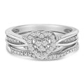 Sterling Silver 1/5 Cttw Diamond Heart Motif Bridal Set-0