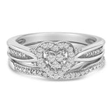 Sterling Silver 1/5 Cttw Diamond Heart Motif Bridal Set-0 thumbnail 1
