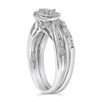 Sterling Silver 1/5 Cttw Diamond Heart Motif Bridal Set