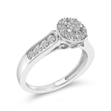 Sterling Silver Diamond Accent Round Cluster Halo Ring-3