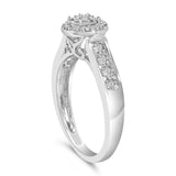 Sterling Silver Diamond Accent Round Cluster Halo Ring-4 thumbnail 5