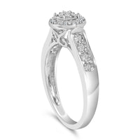 Sterling Silver Diamond Accent Round Cluster Halo Ring