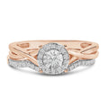 14K Rose Gold Plated Sterling Silver 1/6 Cttw Diamond Round Halo Bridal Set-0