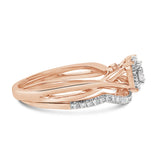 14K Rose Gold Plated Sterling Silver 1/6 Cttw Diamond Round Halo Bridal Set-1 thumbnail 2