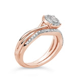 14K Rose Gold Plated Sterling Silver 1/6 Cttw Diamond Round Halo Bridal Set-3 thumbnail 4