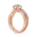 14K Rose Gold Plated Sterling Silver 1/6 Cttw Diamond Round Halo Bridal Set-4 thumbnail 5