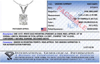 IGI Certified 10K White Gold 3/8 cttw Prong Set Diamond Oval Pendant Necklace (I-J Color, I1 Clarity) - Size 18