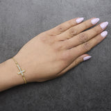 Gold Vermeil Diamond Accent Cross Lariat Bolo Bracelet-2 thumbnail 3