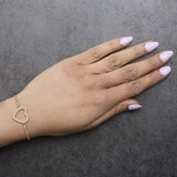 Gold Vermeil Diamond Accent Heart Lariat Bolo Bracelet-2 thumbnail 3