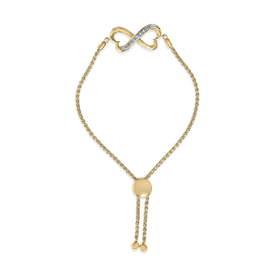 Gold Vermeil Diamond Accent Heart Infinity Bolo Bracelet-0