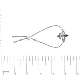 .925 Sterling Silver Marquise Purple Amethyst, Orange Citrine, and Diamond Accent Lariat 4”-10” Fleur De Lis Adjustable Bolo Bracelet (I-J Color, I1-I2 Clarity)-4 thumbnail 5