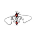 925 sterling silver bolo bracelet with marquise garnet and diamond accents
