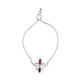 .925 Sterling Silver Marquise Garnet  and Diamond Accent Lariat 4”-10” Fleur De Lis Adjustable Bolo Bracelet (H-I Color, SI1-SI2 Clarity)-1 thumbnail 2