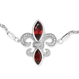 .925 Sterling Silver Marquise Garnet  and Diamond Accent Lariat 4”-10” Fleur De Lis Adjustable Bolo Bracelet (H-I Color, SI1-SI2 Clarity)-3 thumbnail 4