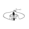 925 sterling silver bolo bracelet with marquise black onyx and diamond accents