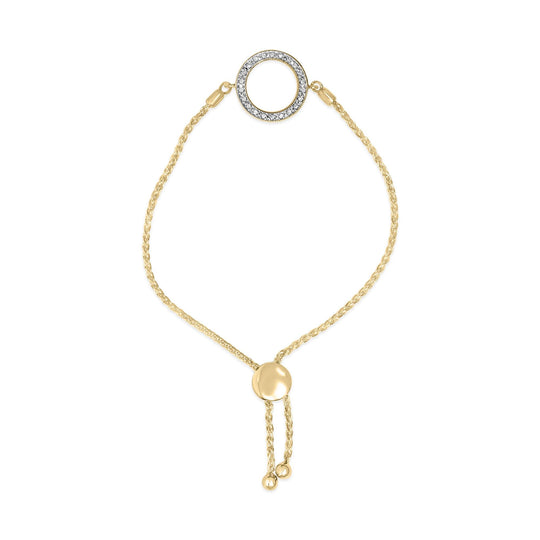 Gold Vermeil Diamond Accent Circle Lariat Bolo Bracelet-0