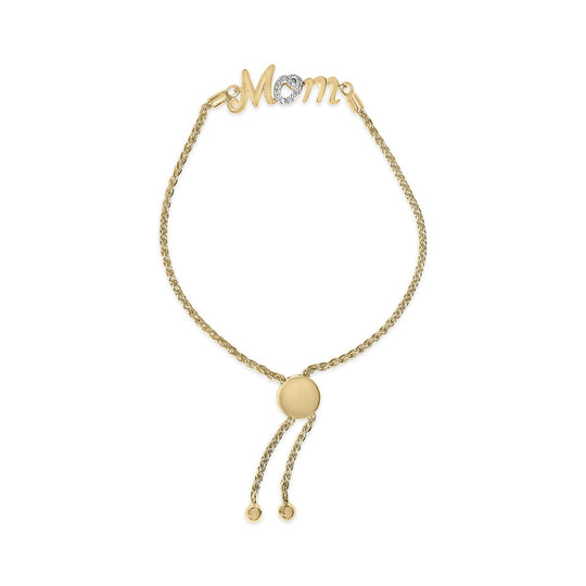 Gold Vermeil Diamond Accent "MOM" Lariat Bolo Bracelet-0