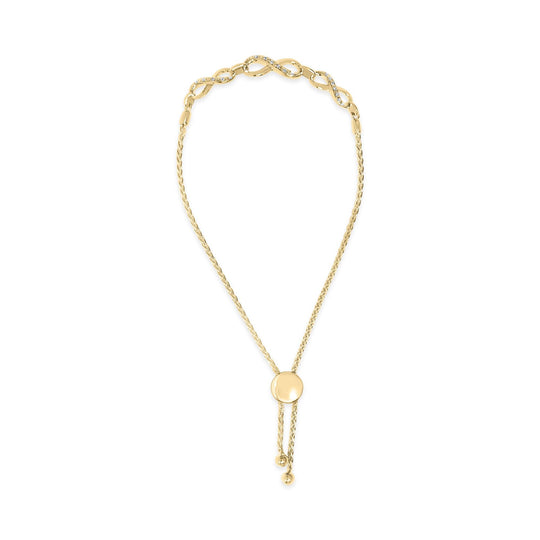 Gold Vermeil Diamond Accent Infinity Sign Lariat Bolo Bracelet-0