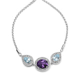 .925 Sterling Silver Oval Amethyst and Pear Blue Topaz with Diamond Accent Lariat 4”-10” Adjustable Bolo Bracelet (H-I Color, SI1-SI2 Clarity)-4 thumbnail 5