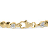 Gold Vermeil .925 Sterling Silver 1/7 Cttw Diamond Puff Heart Bangle Bracelet-1 thumbnail 2