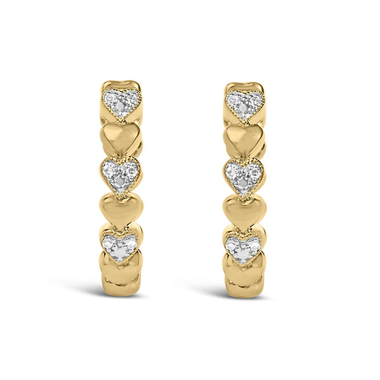 Gold Vermeil Diamond Accent Mini Heart Hoop Earring-0