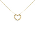 Gold Vermeil Diamond Accent Puffed Heart Pendant Necklace-0