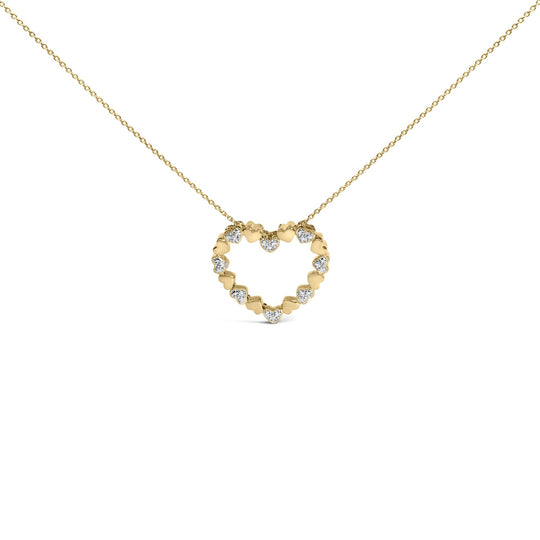 Gold Vermeil Diamond Accent Puffed Heart Pendant Necklace-0