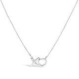 925 sterling silver XO pendant necklace with diamond accent stones thumbnail 1