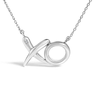Sterling Silver Diamond Accent XO Pendant Necklace-1