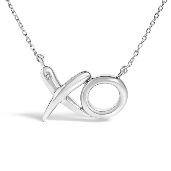 Sterling Silver Diamond Accent XO Pendant Necklace